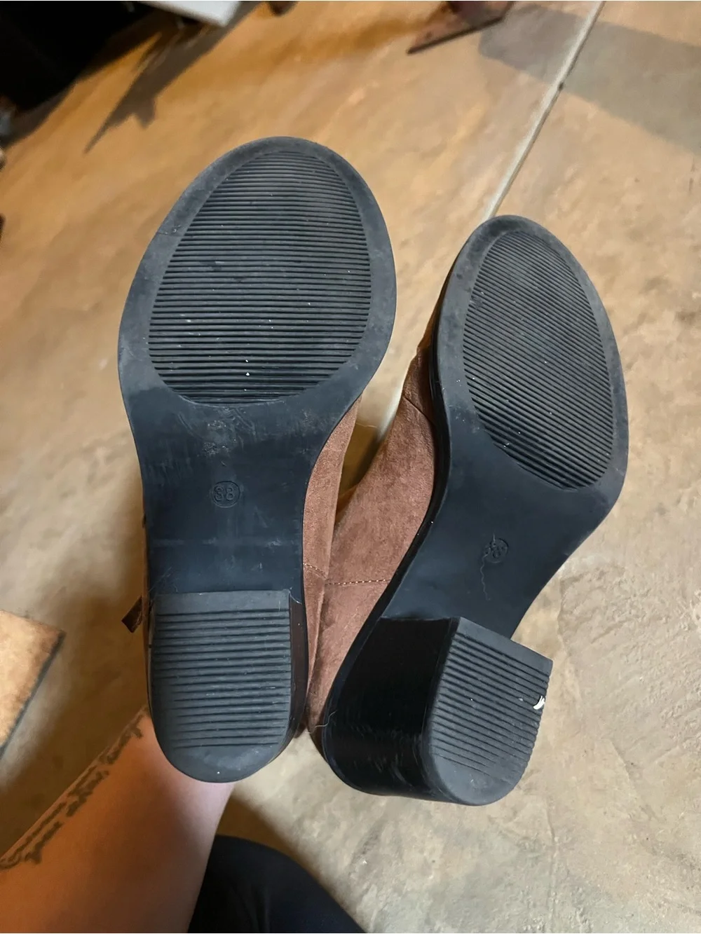 H&M Brown Suede Ankle Booties with Side Zip